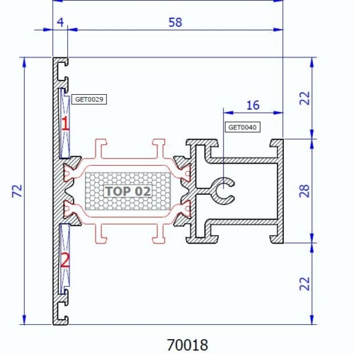 70018 – Geal HP 700 –  Traverso 72 mm con portavite