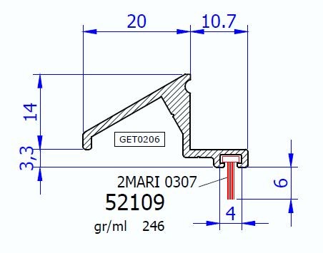 52109 – Profilo gocciolatoio con portaguarnizioine