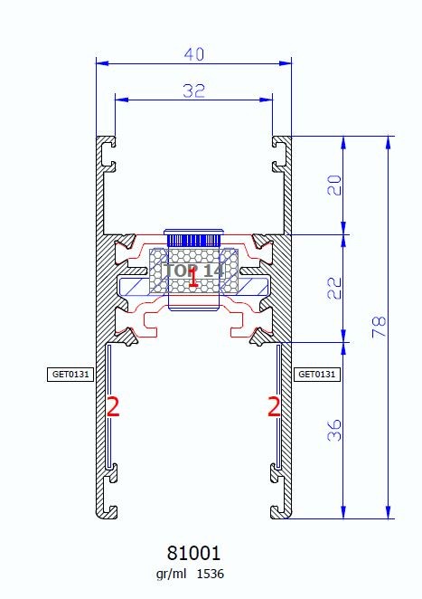81001 – HP SLICK – Anta a vetro infilare 40 mm