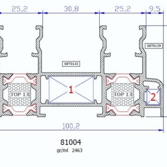 81004 – HP SLICK – Telaio arrotondato a due binari senza battuta per anta 40 mm