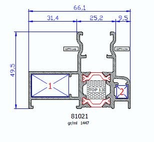 81021 – HP SLICK – Telaio monorotaia per anta 40 – 45 mm