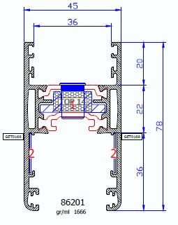 86201 – HP SLICK – Anta a vetro infilare 45 mm