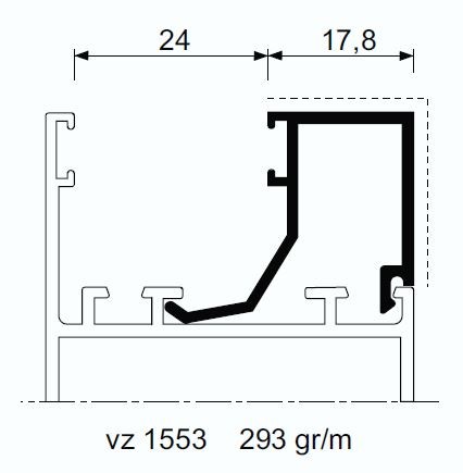 VZ 1553  – Allco 5 – Fermavetro squadrato vuoto 24 mm