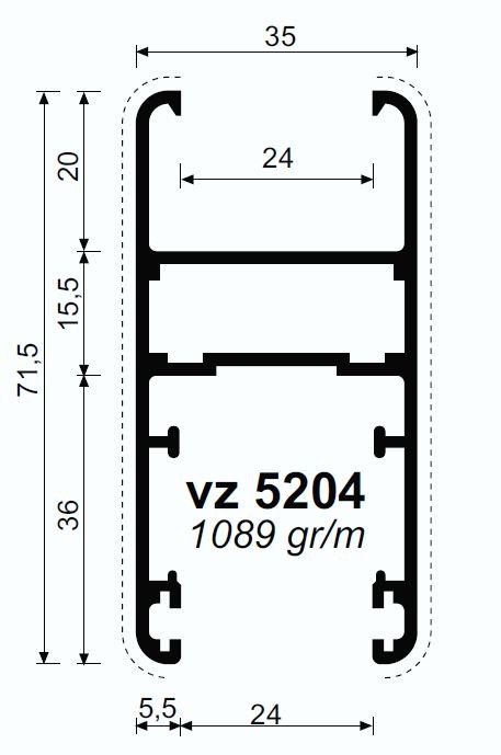 VZ 5204  – Triallco 65-90 – Anta 45° vuoto 24 mm 65-90