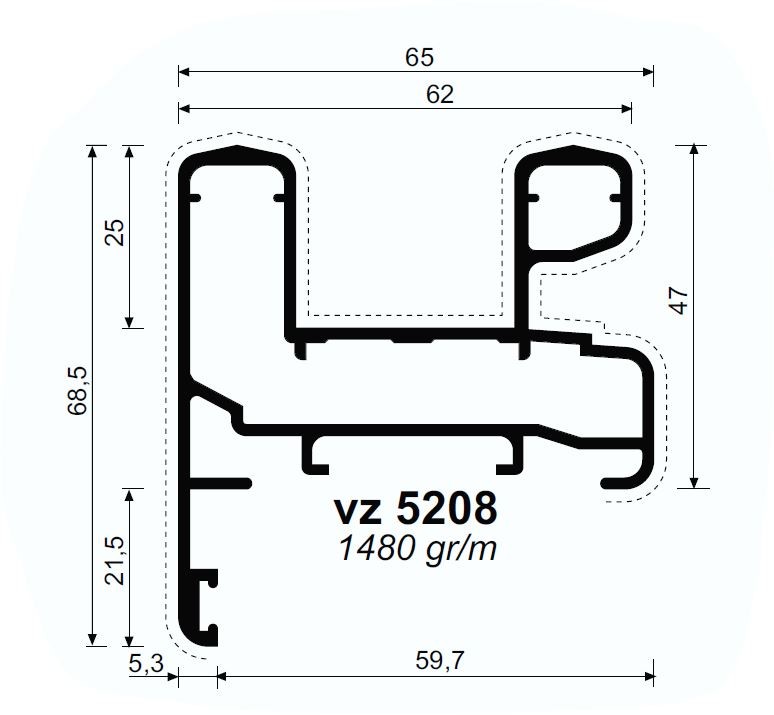 VZ 5208  – Triallco 65-90 – Telaio con battuta 65 a 45°