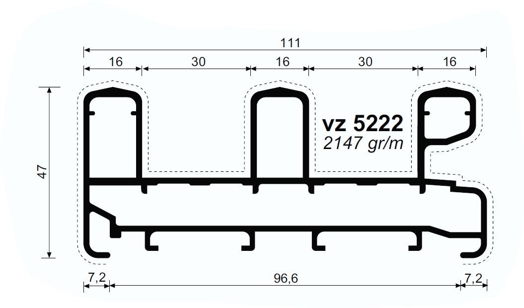 VZ 5222  – Triallco 65-90 – Telaio pari a 3 vie