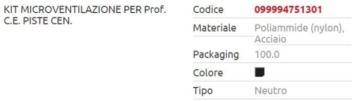 Esinplast – 4751 – Kit microventilazione per Camera Europea per pista centrale